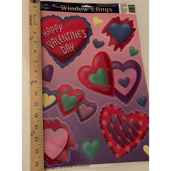 Valentine's Day Window Clings Hearts Love Teddy Bears Candy Cupid Honey 2003 - Picture 12 of 12